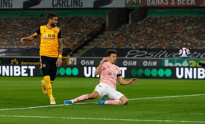 Wolverhampton Wanderers' Willian Jose scores against Sheffield United at Molineux. Reuters