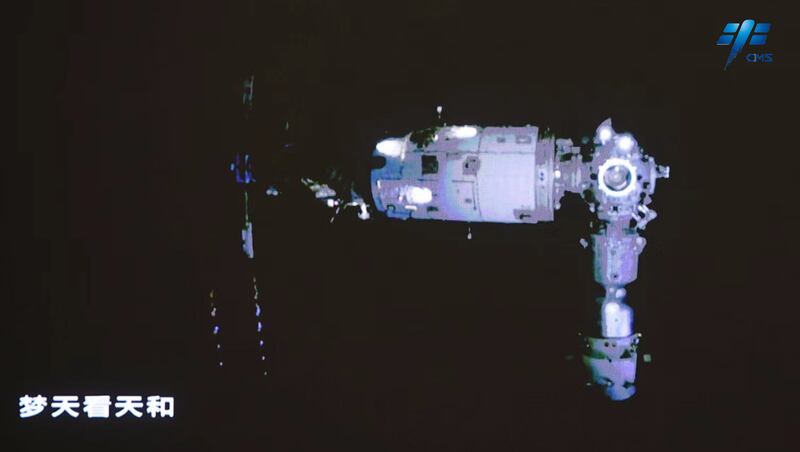 The Mengtian module docked with the Tiangong space station on Monday. Photo: Chinese Manned Space Agency