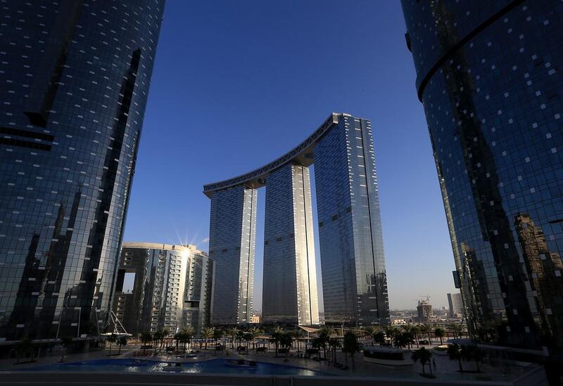 Gate Towers on Reem Island in Abu Dhabi. The Gate development benefits from an array of amenities such as swimming pools, playgrounds, tennis courts and Boutik Gate – a community shopping mall. Ravindranath K / The National