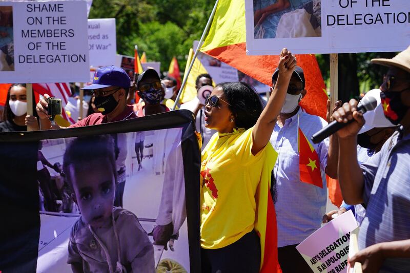 Demonstrators gather in Washington to protest Ethiopian actions in Tigray. Joshua Longmore/The National