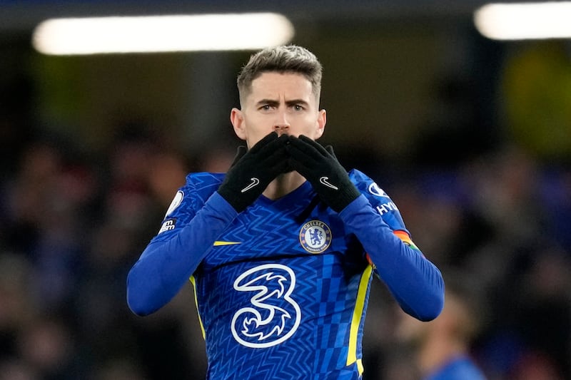 Jorginho – 6, Kept everything ticking along in the first half and in-charge. The Italian was the deepest player in a set-piece, which saw him fail to control a long ball clearance by United which Sancho pounced on at the half-way line to run free and score the opener. Made no mistake sending De Gea the wrong way from the spot. AP Photo