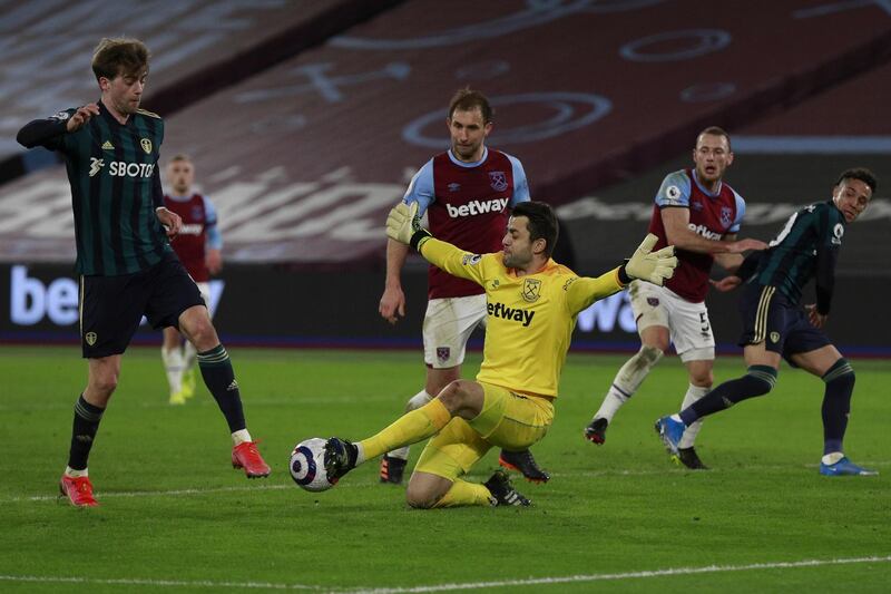 WEST HAM PLAYER RATINGS: Lukas Fabianski - 9 – He performed well on his return to the starting line-up, commanding his area and collecting virtually every ball crossed into his box. In the second half, he made two crucial saves against two very powerful Raphinha shots. EPA