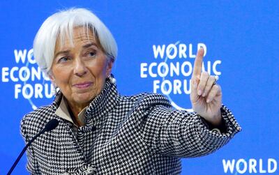 International Monetary Fund (IMF) Managing Director Christine Lagarde gestures during a panel discussion at the World Economic Forum (WEF) annual meeting in Davos, Switzerland, January 25, 2019. REUTERS/Arnd Wiegmann