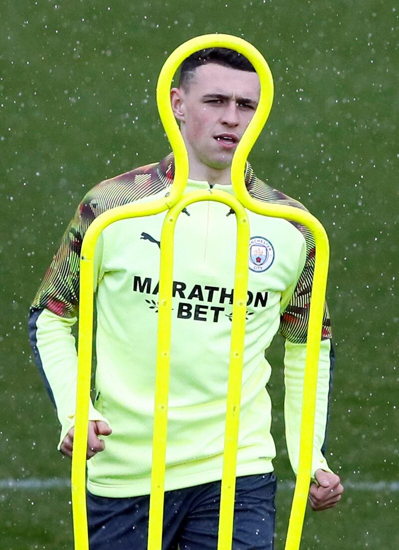 Manchester City midfielder Phil Foden during training on Tuesday, February 25, ahead of their Champions League last-16 first-leg match with Real Madrid. Reuters