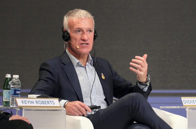 DUBAI, UNITED ARAB EMIRATES, Dec 28 – 2019 :- Didier Deschamps, French National Team Manager and World Cup Winner 2018  speaking during the 14th Dubai International Sports Conference held at Madinat Jumeirah in Dubai. ( Pawan Singh / The National ) For Sports/Instagram. Story by John