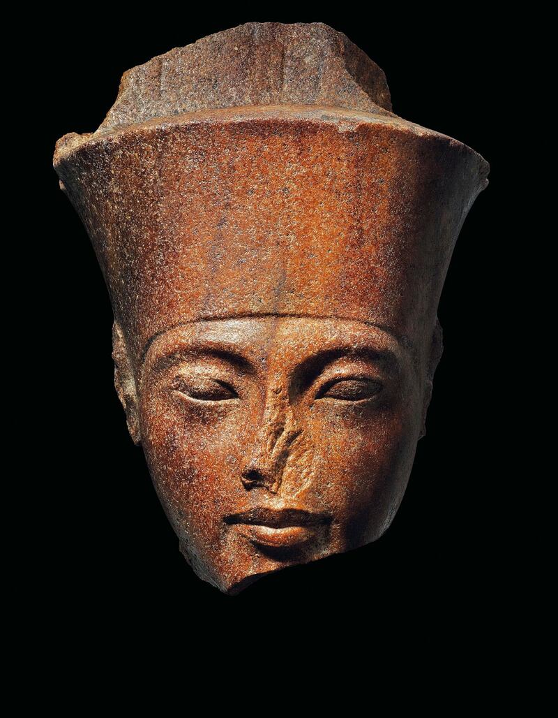 OT 110 |PROPERTY FROM THE RESANDRO COLLECTION
AN EGYPTIAN BROWN QUARTZITE HEAD OF THE GOD AMEN WITH THE FEATURES OF THE PHARAOH TUTANKHAMEN 
NEW KINGDOM, 18TH DYNASTY, REIGN OF TUTANKHAMEN, CIRCA 1333-1323 B.C.
Courtesy Christie's Ltd