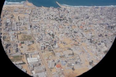 The view of Gaza from on board the Jordanian Air Force model C-130. Matthew Kynaston / The National