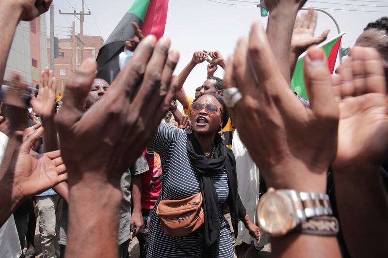 A show of hands in Khartoum. AP