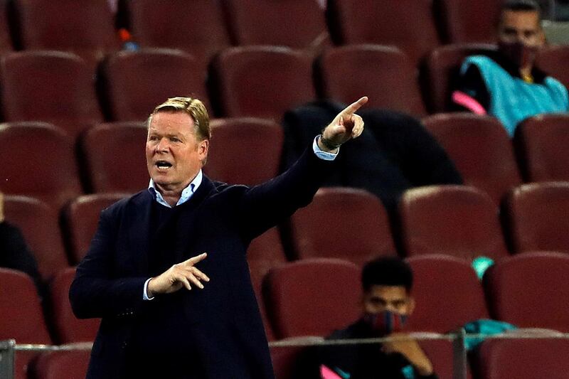 Barcelona manager Ronald Koeman during match. EPA