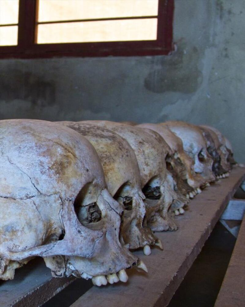 Skulls at the technical school in Murambi, where between 40,000 and 60,000 Tutsis were massacred over four days. Jad Davenport / National Geographic / Getty Images