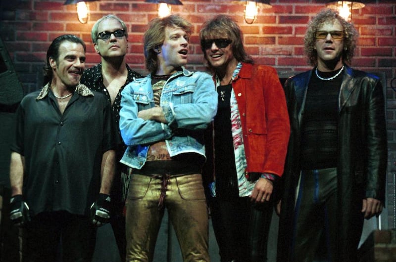 The band Bon Jovi pose for a photograph before performing a concert April 21, 2001 in Las Vegas. Scott Harrison / Liaison / Getty Images