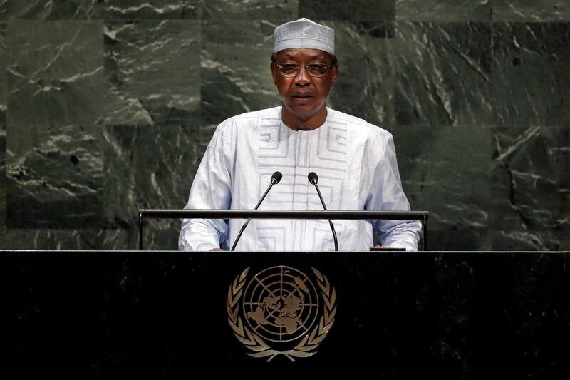 Chad's President Idriss Deby Itno addresses the 74th session of the United Nations General Assembly. AP Photo
