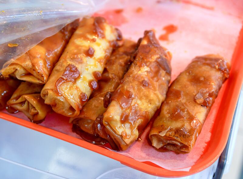 Kabayan Turo-Turo Cafeteria serves turon, or banana spring rolls. 