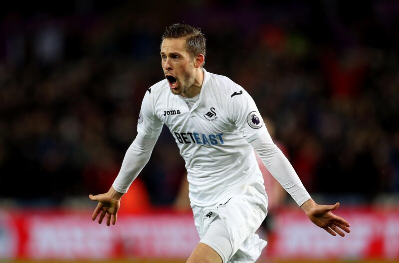 File photo dated 31-01-2017 of Swansea City's Gylfi Sigurdsson. PRESS ASSOCIATION Photo. Issue date: Tuesday August 15, 2017. Swansea midfielder Gylfi Sigurdsson will undergo a medical at Everton on Wednesday ahead of a proposed transfer, Press Association Sport understands. See PA story SOCCER Swansea. Photo credit should read David Davies/PA Wire.
