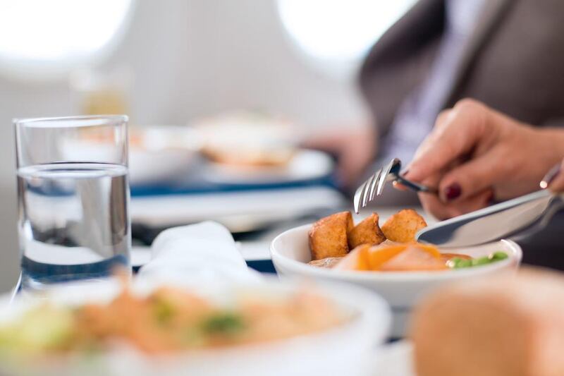 There's just enough time to eat during the flight to Muscat. Courtesy flydubai