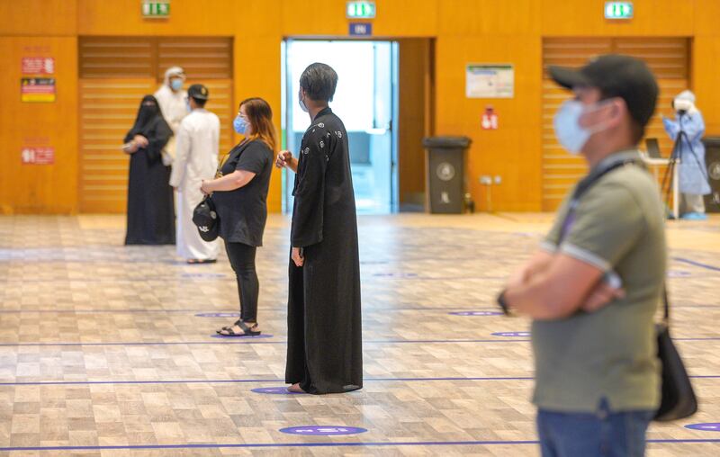 Abu Dhabi, United Arab Emirates, June 4, 2020.   
  Patients wait to get tested at the new Covid-19 Prime Assessment Center at ADNEC.
Victor Besa  / The National
Section:  NA
Reporter:  Shireena Al Nowais