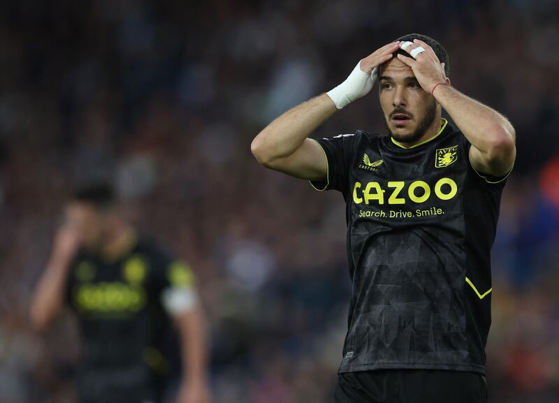 Aston Villa's Emiliano Buendia reacts. Action Images
