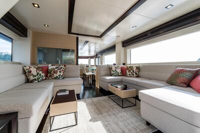 Sirena 64 boasts interiors by Tomasso Spadolini. Courtesy Dubai International Boat Show