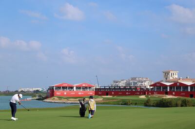 Thomas Pieters of Belgium plays his second shot on the 18th hole during day one. Getty