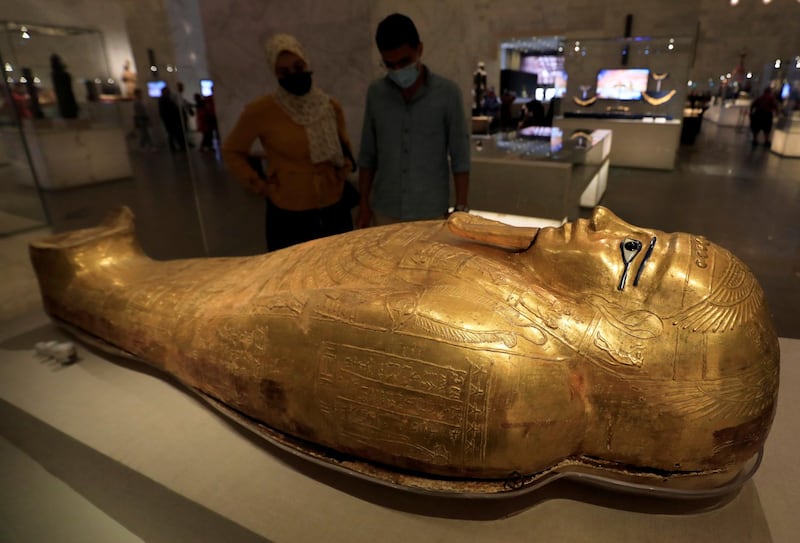 An exhibit in the Mummies Hall at the National Museum of Egyptian Civilisation in Cairo. Reuters