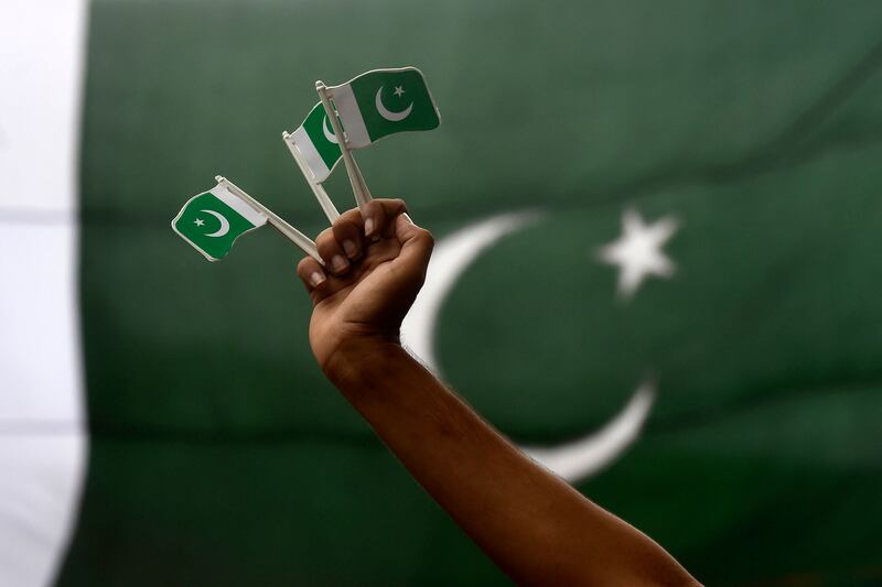 Pakistani  flags large and small for sale in Karachi. AFP