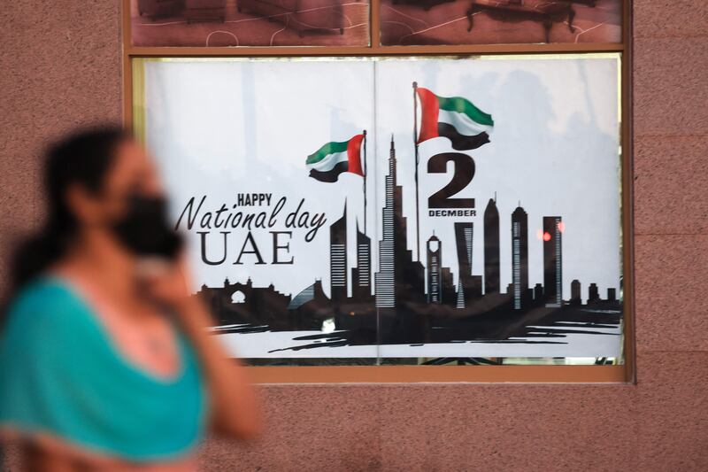 A poster celebrating the UAE's 50th anniversary. AFP