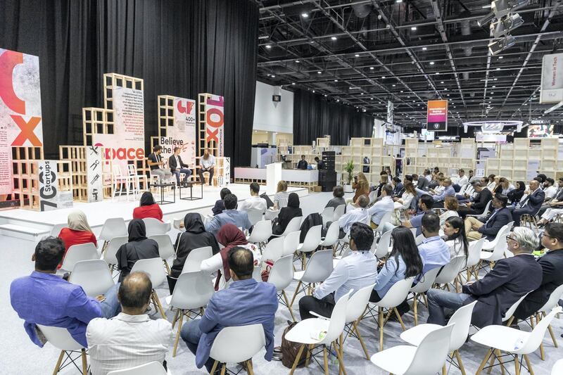 DUBAI, UNITED ARAB EMIRATES. 14 OCTOBER 2018. General show room floor image of GITEX 2019 at the World Trade Center. (Photo: Antonie Robertson/The National) Journalist: Patrick Ryan. Section: National.