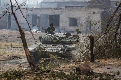 A Ukrainian tank in position during fighting on the front line in Severodonetsk, where Russia is suffering heavy casualties attempting to seize the city. AP