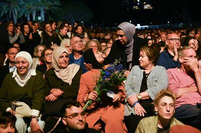 Bereaved families attend the joint memorial ceremony in Tel Aviv, May 2023. Photo: Combatants for Peace