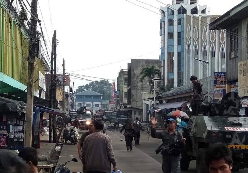 Soldiers standing guard at a Catholic Church where two bombs exploded in Jolo city, Sulu, Philippines. EPA