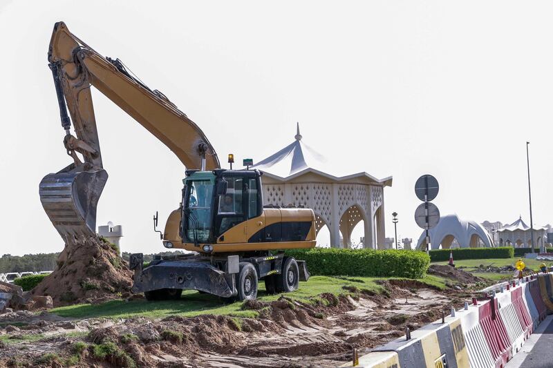 Abu Dhabi, United Arab Emirates, April 1, 2019.Eastern Mangroves roadworks.
Victor Besa/The National
Section:  NA
Reporter: