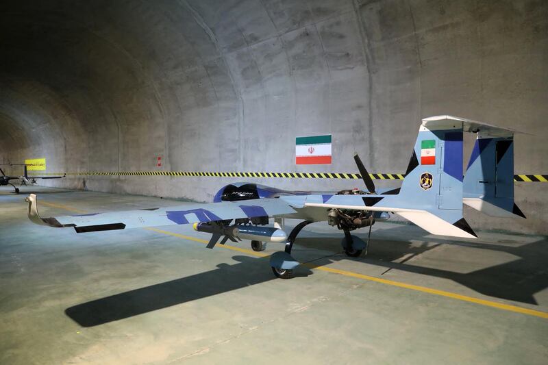 An army drone at an underground drone base somewhere in Iran. AFP