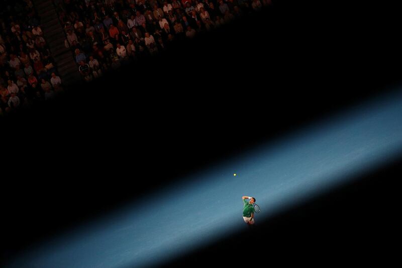 Novak Djokovic on his way to victory over Dominic Thiem in the Australian Open final in Melbourne, on Sunday, February 2. Reuters