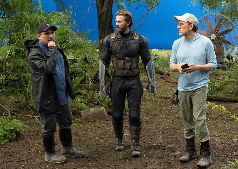 Editorial use only. No book cover usage.
Mandatory Credit: Photo by Marvel/Disney/Kobal/Shutterstock (9641147o)
Joe Russo, Chris Evans, Anthony Russo
"Marvel's Avengers: Infinity War" Film  - 2018