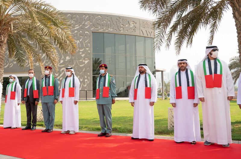 The Crown Prince of Sharjah attends the celebrations of the Emirate of Sharjah on Flag Day. WAM