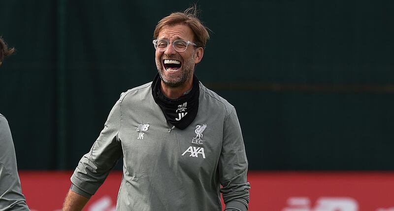 LIVERPOOL, ENGLAND - JULY 24: (THE SUN OUT. THE SUN ON SUNDAY OUT) Jurgen Klopp manager of Liverpool during a training session  at Melwood Training Ground on July 24, 2020 in Liverpool, England. (Photo by John Powell/Liverpool FC via Getty Images)