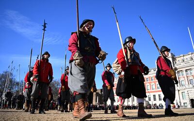 Members of the English Civil War Society march to commemorate the death of King Charles I in London. Charles I was convicted of high treason and beheaded on January, 30 1649. EPA