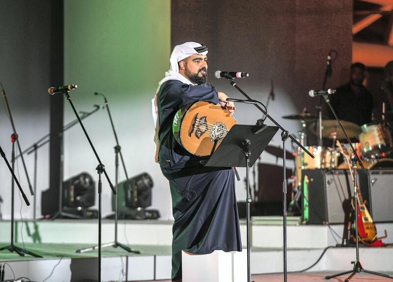 Abu Dhabi, United Arab Emirates - Abdulla Al Nuami performs at the UAE Peace Gathering at Umm Al Emarat Park on February 1, 2019. Khushnum Bhandari for The National