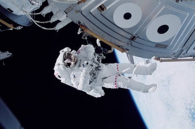 Michael Lopez-Alegria performs a spacewalk outside the International Space Station in October 2000. Getty Images