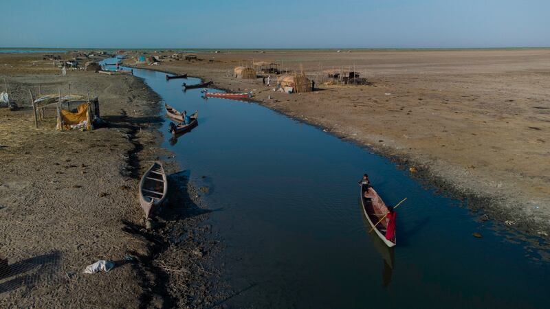 Fishermen are badly affected by low water levels in the marshes of southern Iraq.