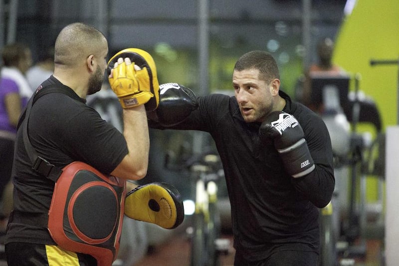 Gokhan Saki, a Turkish-Dutch kickboxing fighter, trains at HM MMA and Fitness Centre at Dubai. Jaime Puebla / The National 