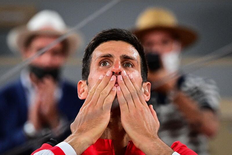 Djokovic celebrates in Paris. AFP