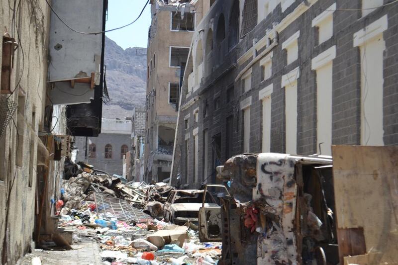 Al Katah area in Aden. More than 6,500 people had registered saying their residential or commercial property has been destroyed.