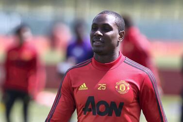 Odion Ighalo  during a first team training session as Manchester United prepare for their first game back at Tottenham. Getty