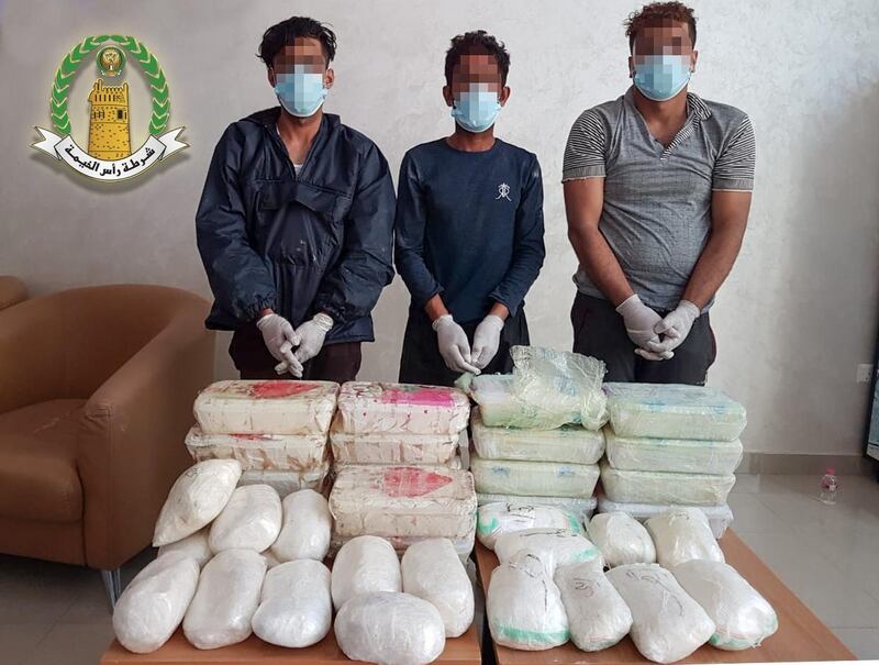 Ras Al Khaimah Police seized 1.125 tonnes of drugs in 2020. Ras Al Khaimah Police