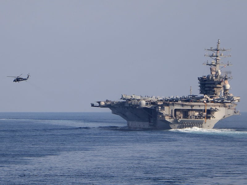 The US Navy's aircraft carrier USS Dwight D. Eisenhower transits the Strait of Hormuz last year. AFP