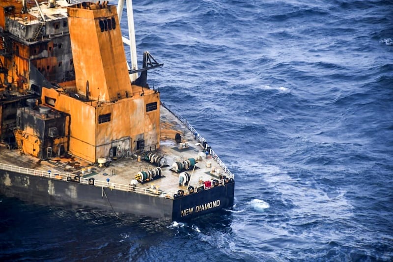 The Panamanian-registered crude oil tanker New Diamond on the Indian Ocean off Sri Lanka's eastern coast. AFP