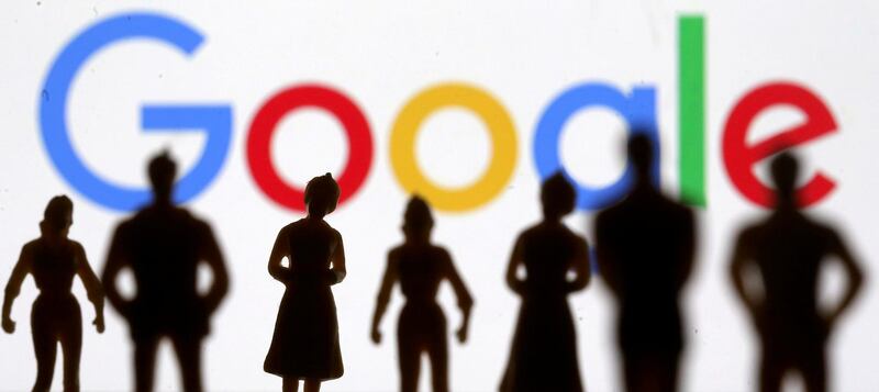 FILE PHOTO: Small toy figures are seen in front of Google logo in this illustration picture, April 8, 2019. REUTERS/Dado Ruvic/Illustration/File Photo