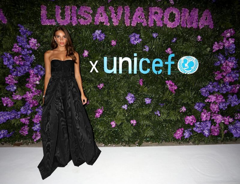 CAPRI, ITALY - AUGUST 29: Hana Cross attends the photocall at the LuisaViaRoma for Unicef event at La Certosa di San Giacomo on August 29, 2020 in Capri, Italy. (Photo by Elisabetta Villa/Getty Images for Luisa Via Roma)