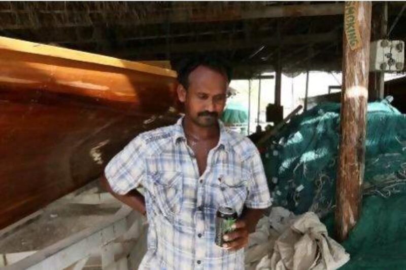 Muthuswamy, a cousin of the dead fisherman, at the fishing village in Umm Suqeim area in Dubai.